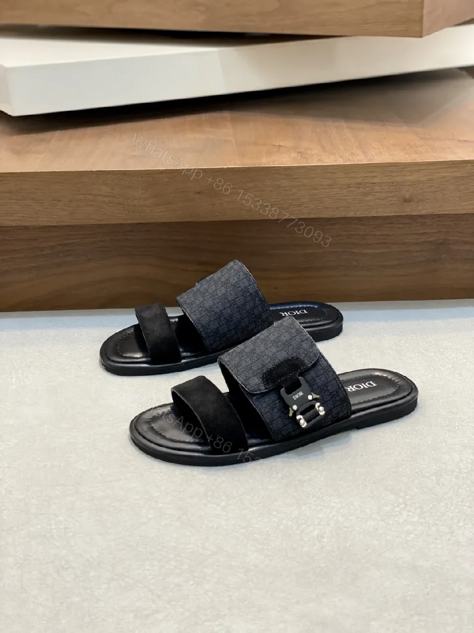 View 5 of Textured Slide in Black with Premium Comfort and Detailing