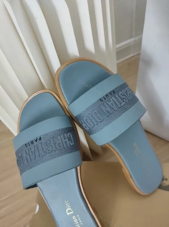 View 5 of Serene Blue Satin Slides â€“ Lux Slip-Ons with Logo Strap