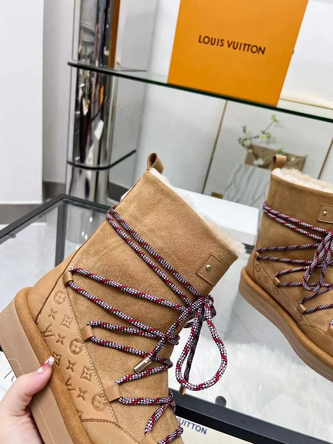 View 3 of LOUIS VUITTON ASPEN PLATFORM ANKLE BOOT BEIGE 1AC767