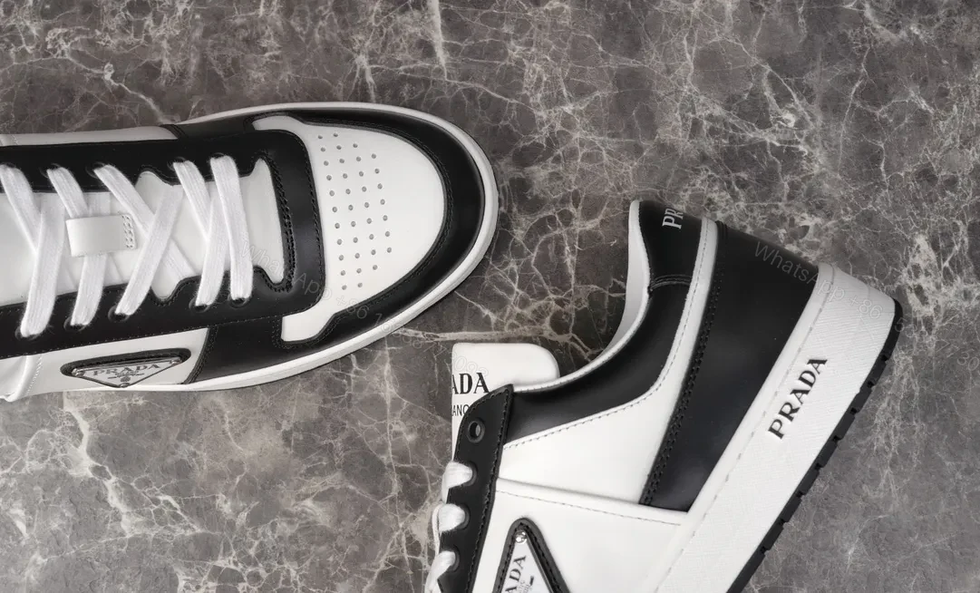 View 2 of Black & White Leather Low-Top Sneakers: Luxury Everyday Comfort