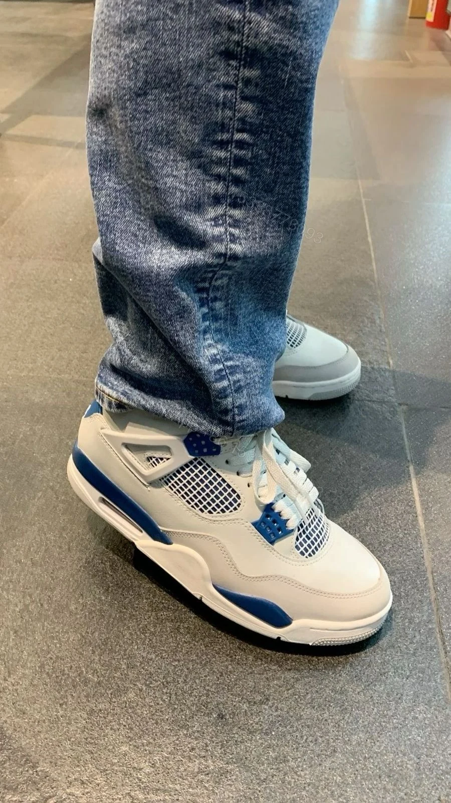 View 5 of FIRST COPY AIR JORDANS RETRO 4 MILITARY BLUE SHOES FOR MEN
