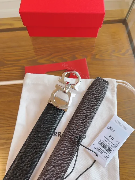 View 5 of Bold Black Leather Belt: Signature Hardware, Premium Ferragamo Style