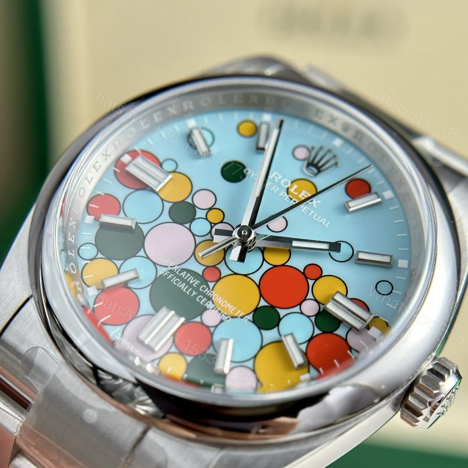 View 4 of Superclone Rolex Oyster Perpetual Turquoise blue Dial 277200 31 mm