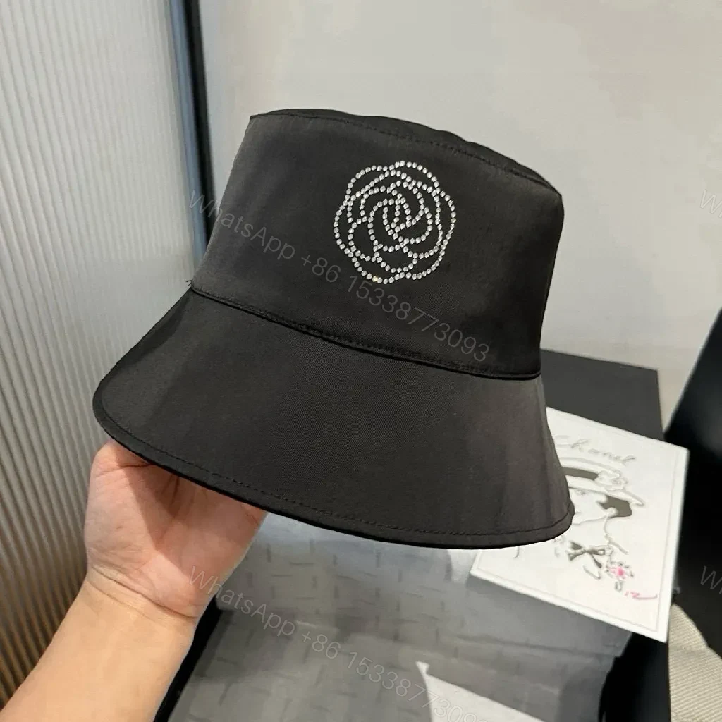 View 8 of Black Satin Bucket Hat with Rhinestone Band - Luxe Statement Hat