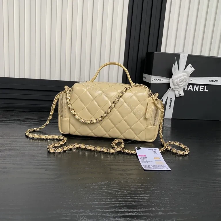 View 7 of Gold Quilted Chanel-Style Mini Bag â€” Crossbody Luxury Carry