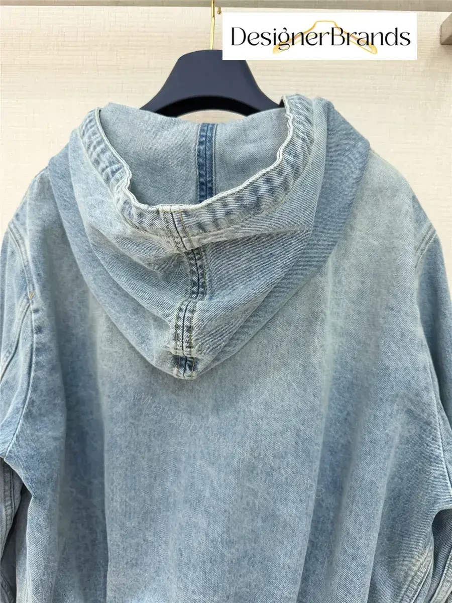 View 8 of Denim Hoodie Jacket: Signature Detailing, Luxe Streetwear
