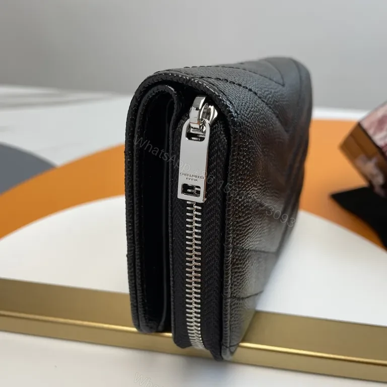 View 9 of Quilted Luxe Wallet with YSL Emblem - Compact Elegance