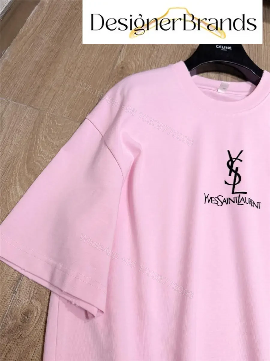 View 6 of Soft Pink Monogram Tee - Luxe Cotton Blend, Casual Couture