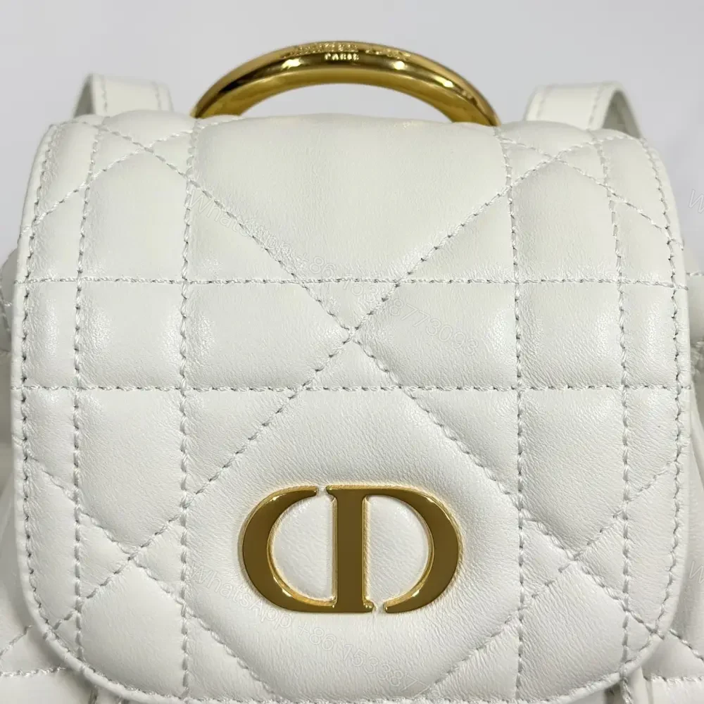 View 5 of 高仿Dior*Caro系列M6302M030小羊皮雙肩包白色小號免檢版