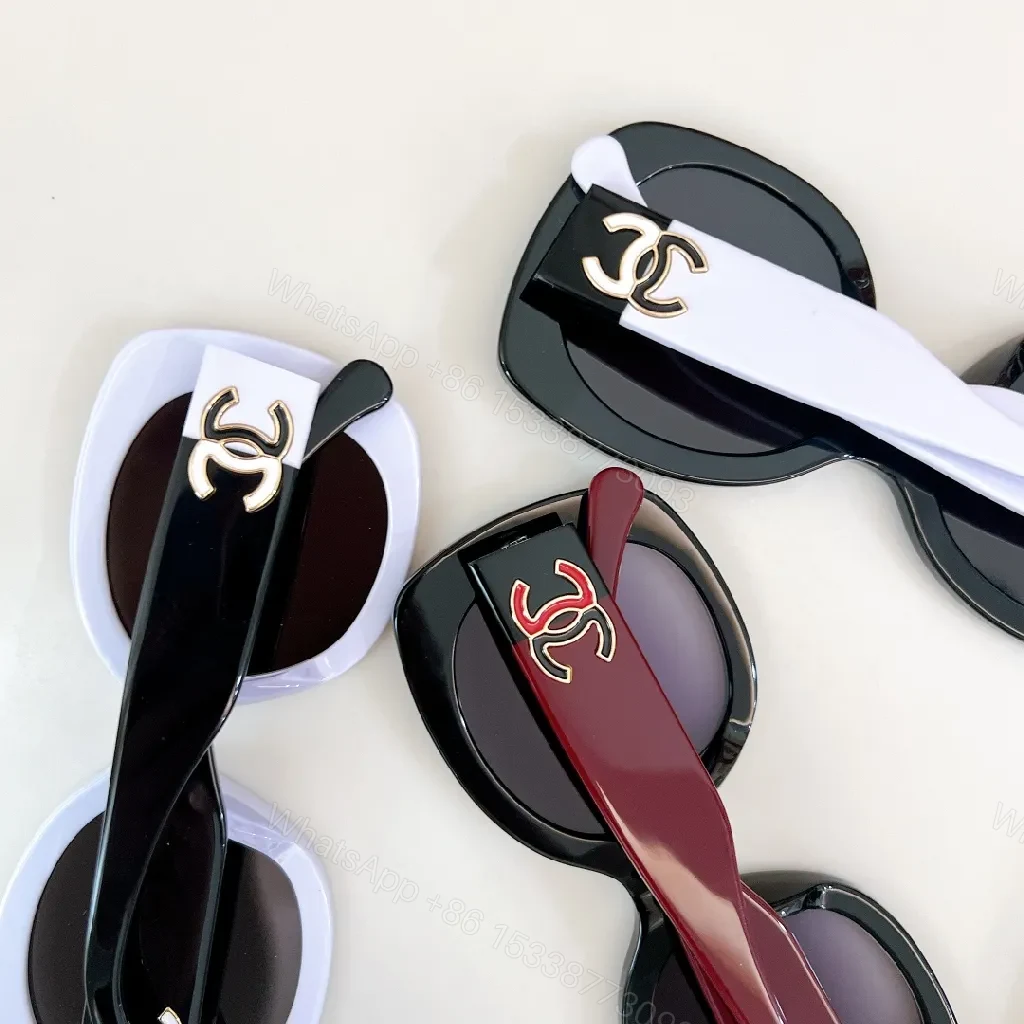 View 5 of Black Acetate Oversize Sunglasses – Gold Logo, UV 400