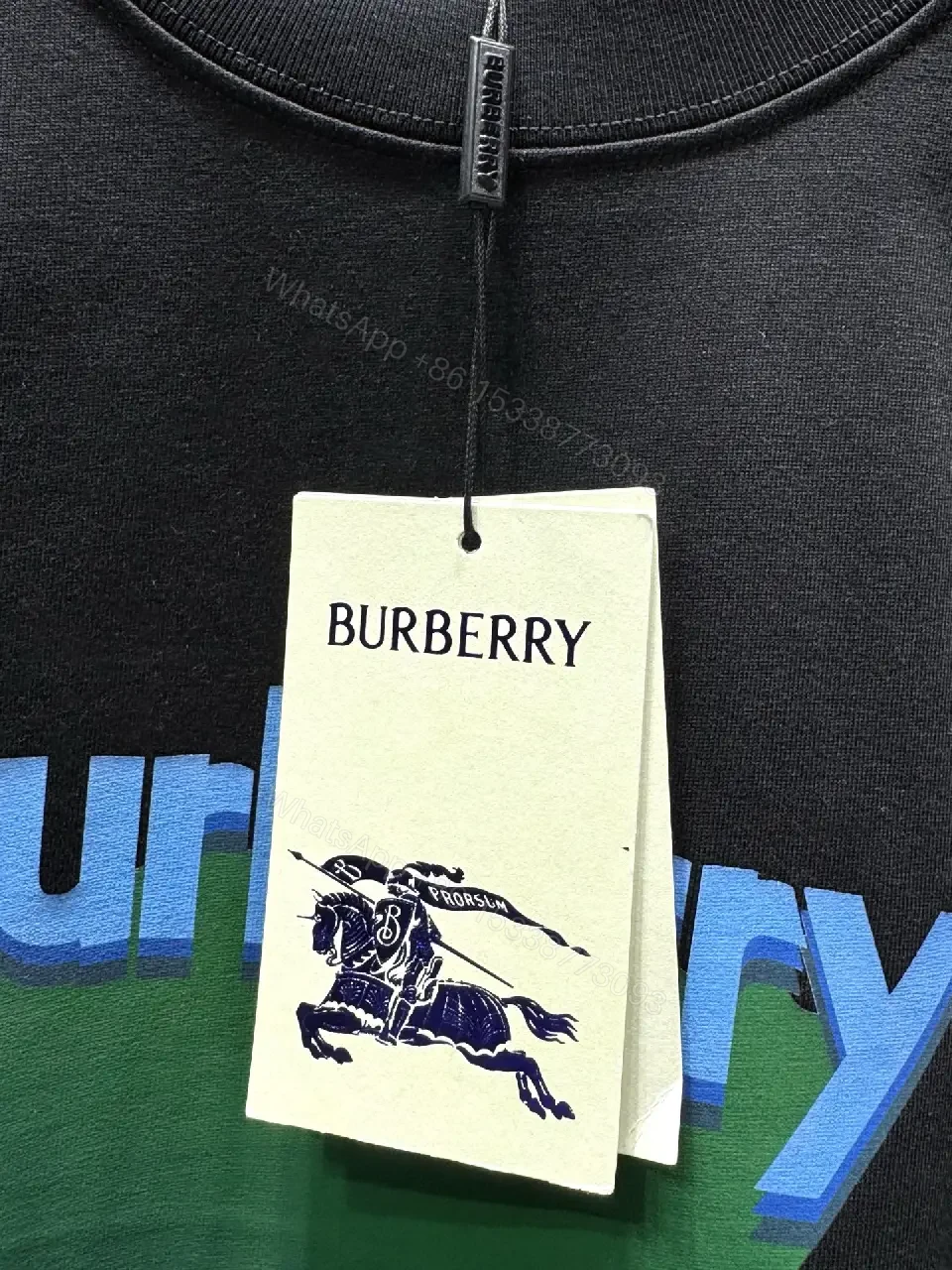 View 8 of Black T-shirt Graphic Tee with Gradient Horse Burberry Logo