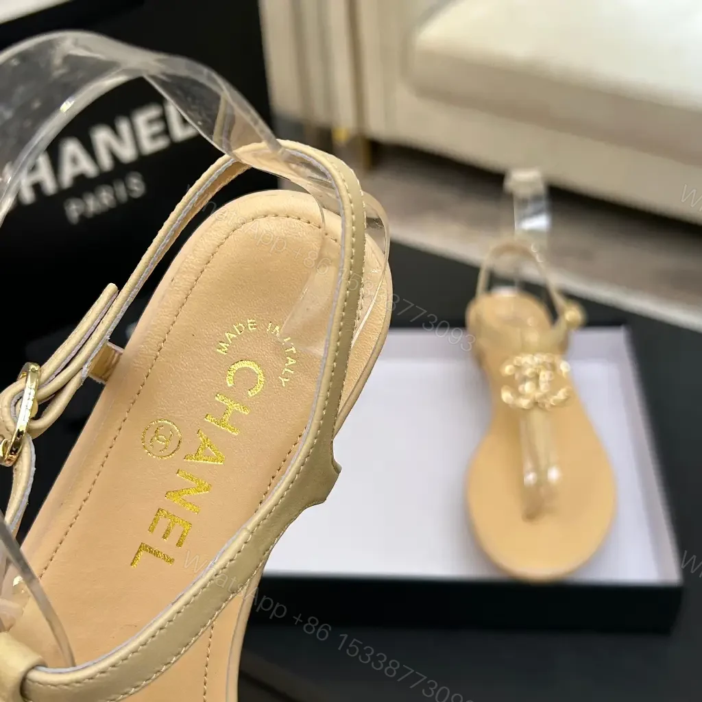View 5 of Crystal-Embellished Sandals: Minimal Luxury, Transparent Strap Flip-flops