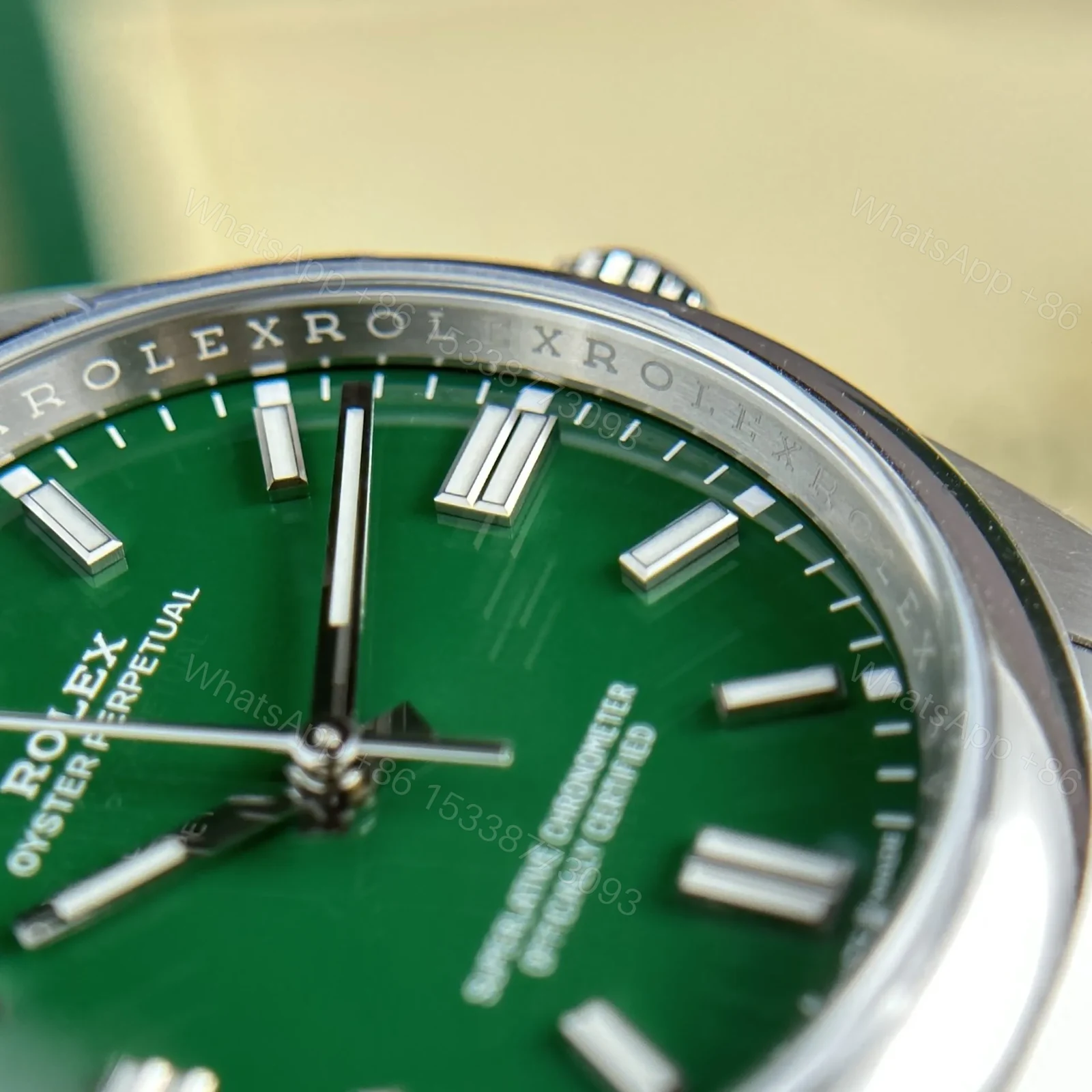 View 5 of Replica Rolex Oyster Perpetual Green Dial 124300 41 mm