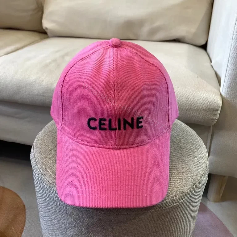 View 5 of CELINE Black Corduroy Cap with White Monogram Logo