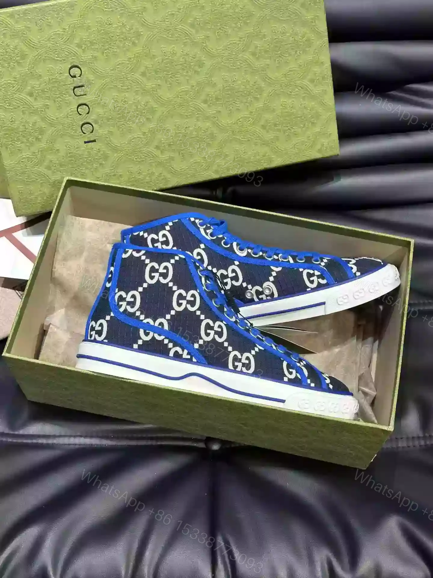 View 4 of GUCCI TENNIS 1977 HIGH-TOP SHOES SNEAKERS IN BLACK/BLUE – GC284