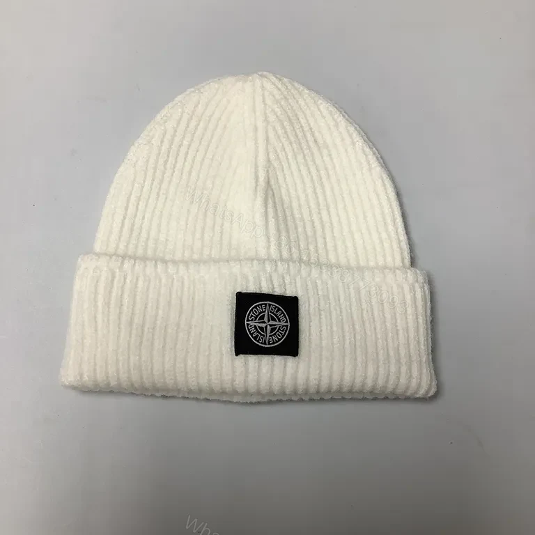 View 9 of Stone Island Wool-Blend Knit Beanie with Compass Patch, Navy