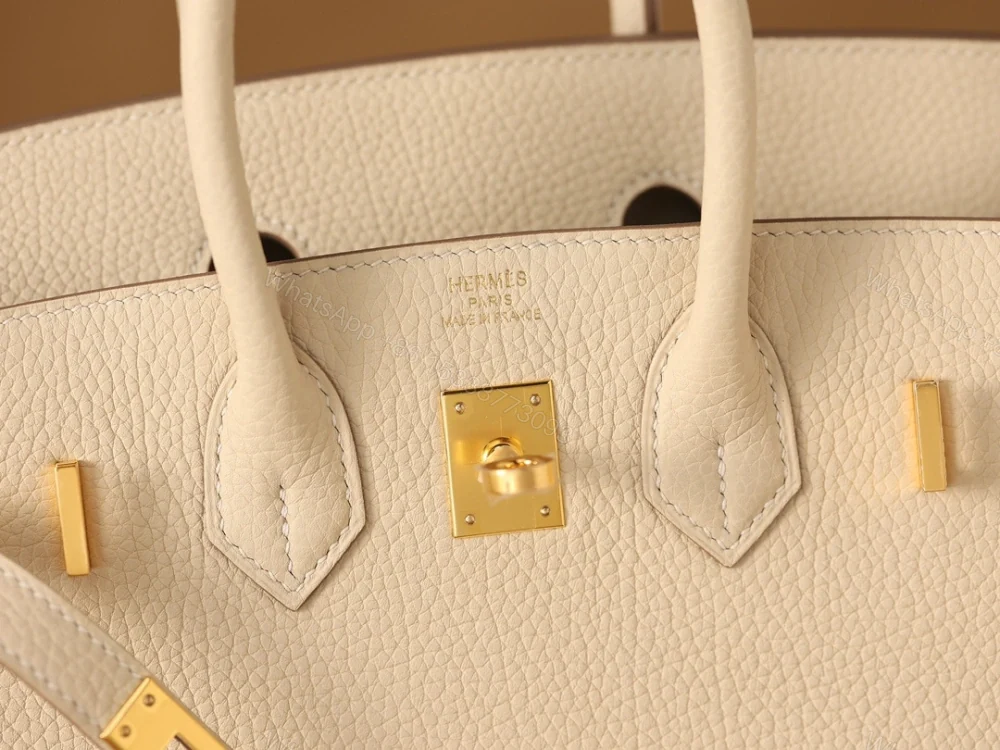 View 8 of 高仿真皮HermesBirkin25柏金包正品級別奶昔金扣