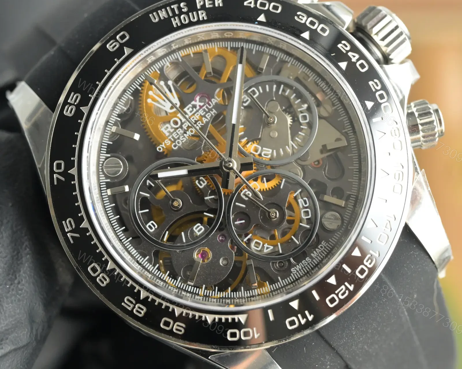 View 9 of Rolex Daytona Skeleton Black Dial Black Strap Edition 40mm RG-DAYTONA-SKELETON-BLACK