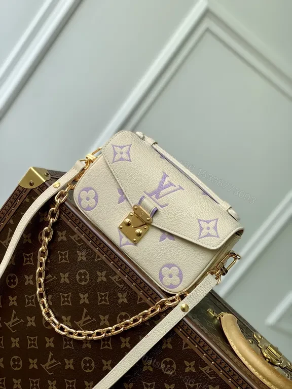 Lavender LV-Accent Canvas Mini Bag with Chain Strap — view 1
