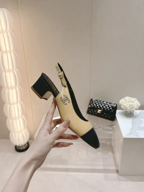 Chanel-Inspired Block Heel Slingbacks: Subtle Contrast — view 1