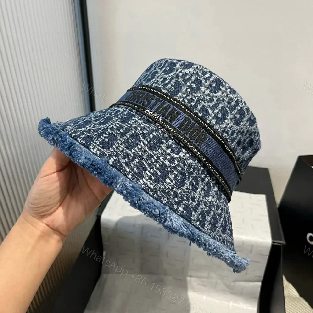 View 6 of Denim Textured Bucket Hat with Branding Band, Stylish, Unisex