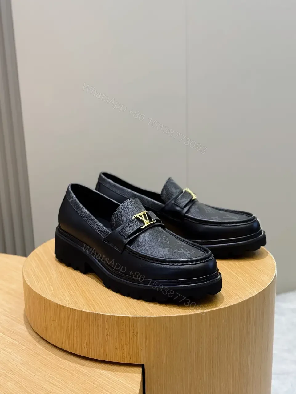 View 7 of Monogram Texture Slip-On Loafers: Luxe Comfort Shoes