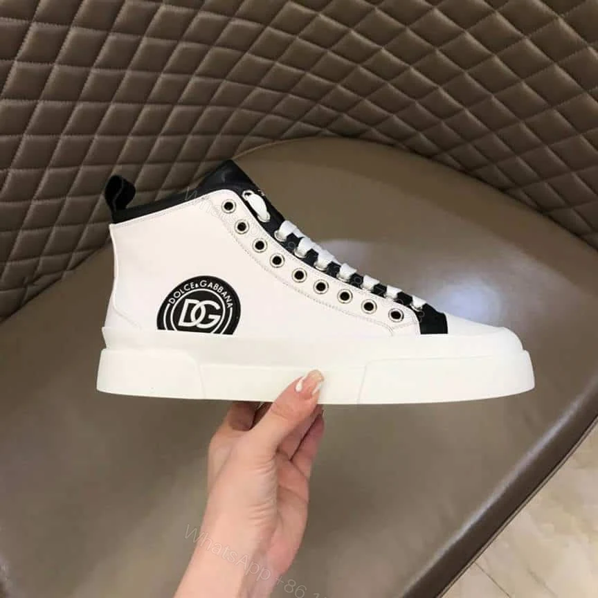 View 2 of DOLCE AND GABBANA QUILTED TWO-TONE NYLON PORTOFINO LIGHT MID-TOP SNEAKERS IN WHITE – DG107