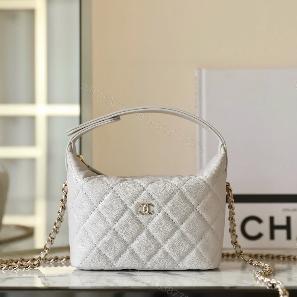 View 3 of 高仿Chanel*25C系列AS4386顆粒面小牛皮飯盒包白色免檢版