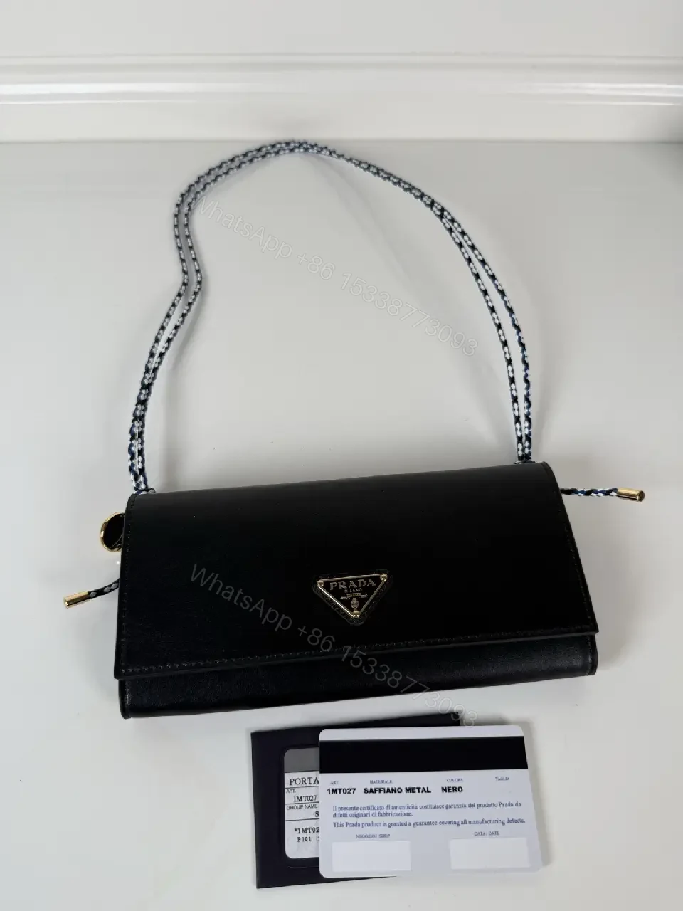 View 8 of Chic Black Leather Chain Wallet — Compact Luxury Clutch