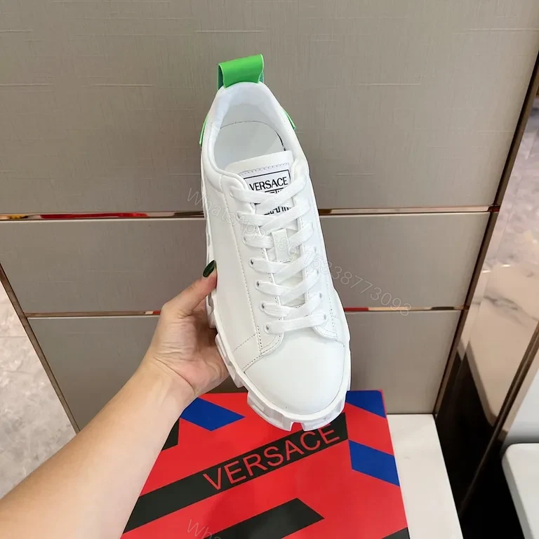 View 7 of White Platform Sneakers: Versace Geometry, Luxury Comfort