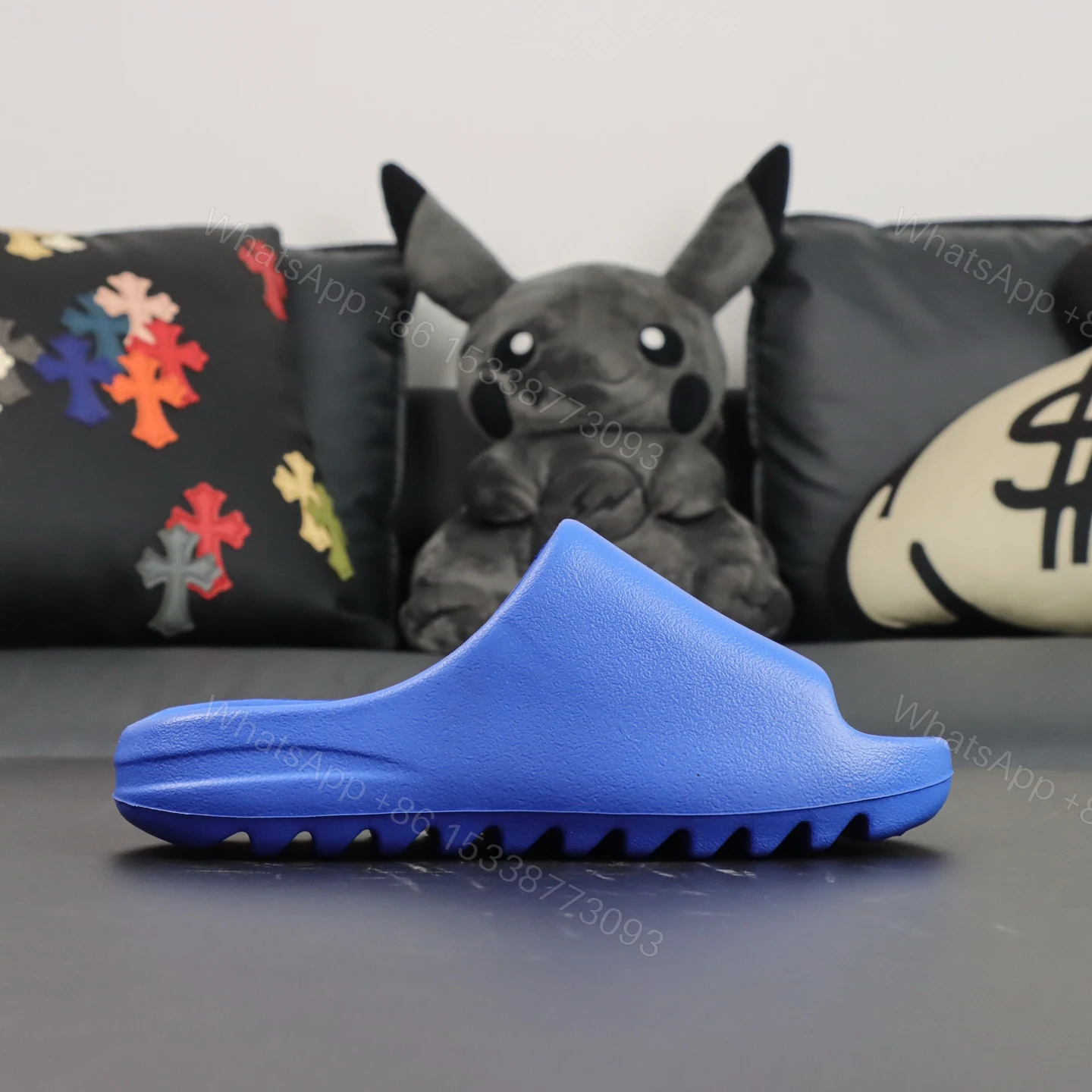 View 2 of UA Yeezy Slide “Azure” Blue Reps