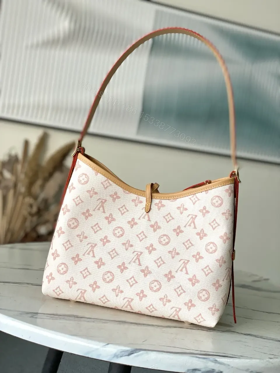 View 2 of Soft Pink Monogram Hobo Bag: Everyday Luxe Delight