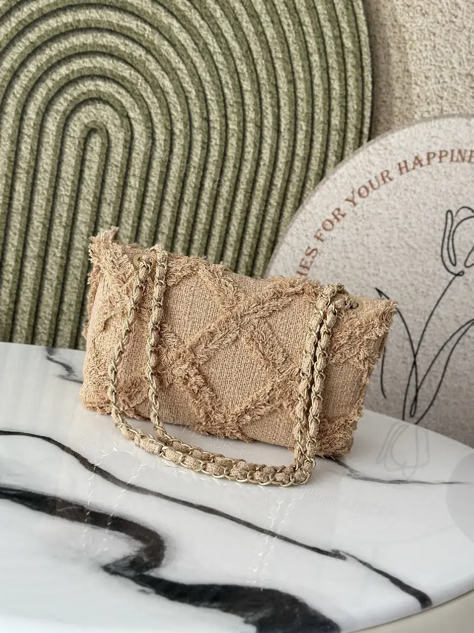 View 3 of Textured Mini Bag: Frayed Jacquard, Nude-Beige, Couture-Inspired Style, Crossbody Ready