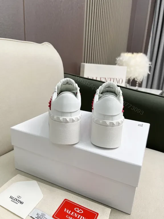 View 3 of Bold White Leather Sneaker Pink Strap Luxe Comfort Sneakers