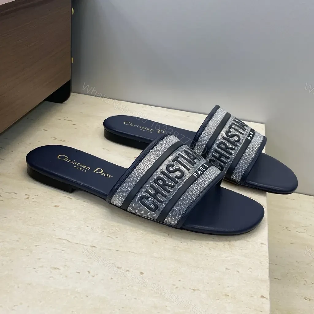 View 3 of Graphite Striped Slides: Textured Dual-Strap Comfort Sandals