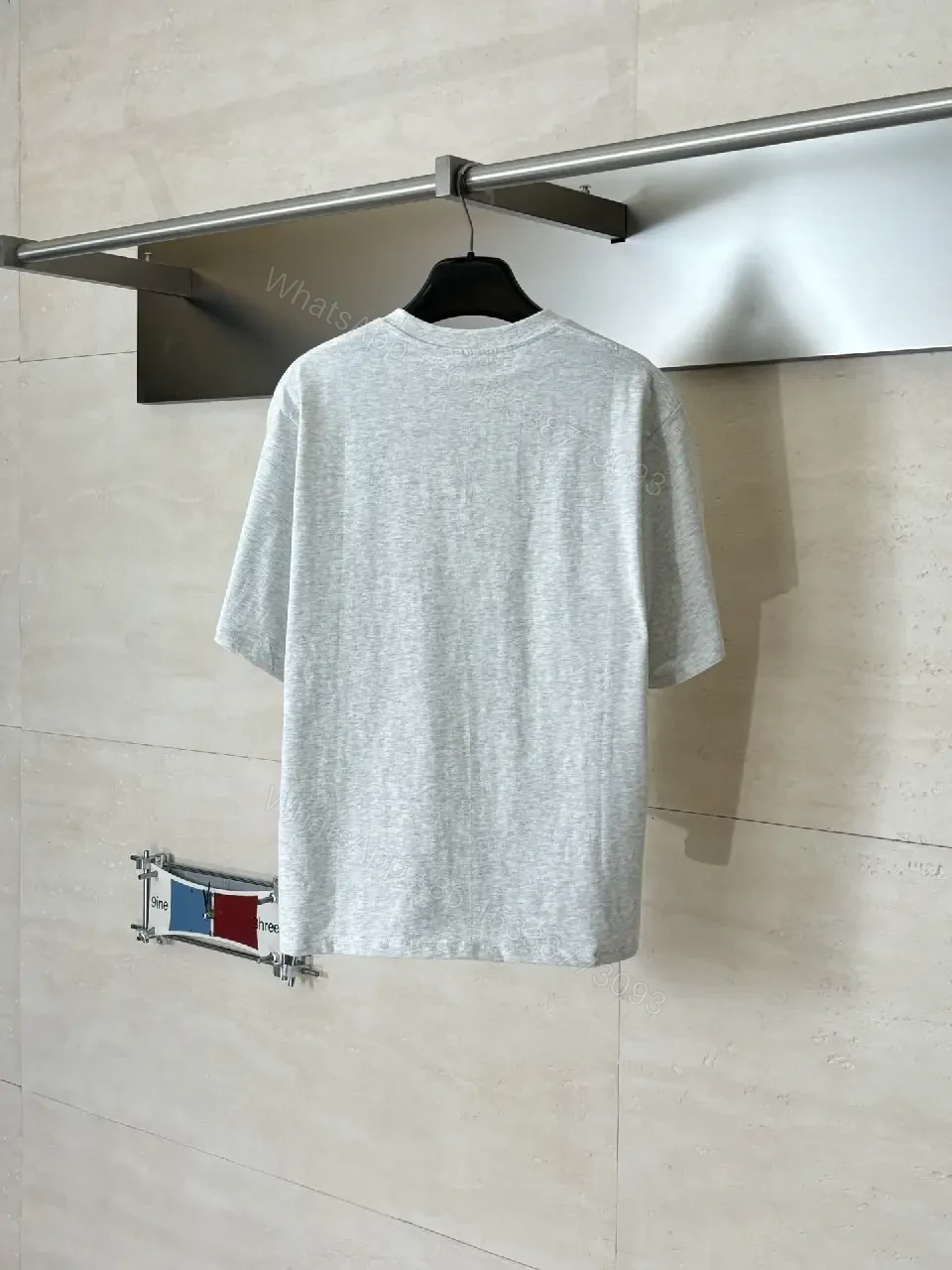 View 8 of Grey Heather Cotton Crewneck Tee — Subtle Luxe Logo, Everyday Comfort
