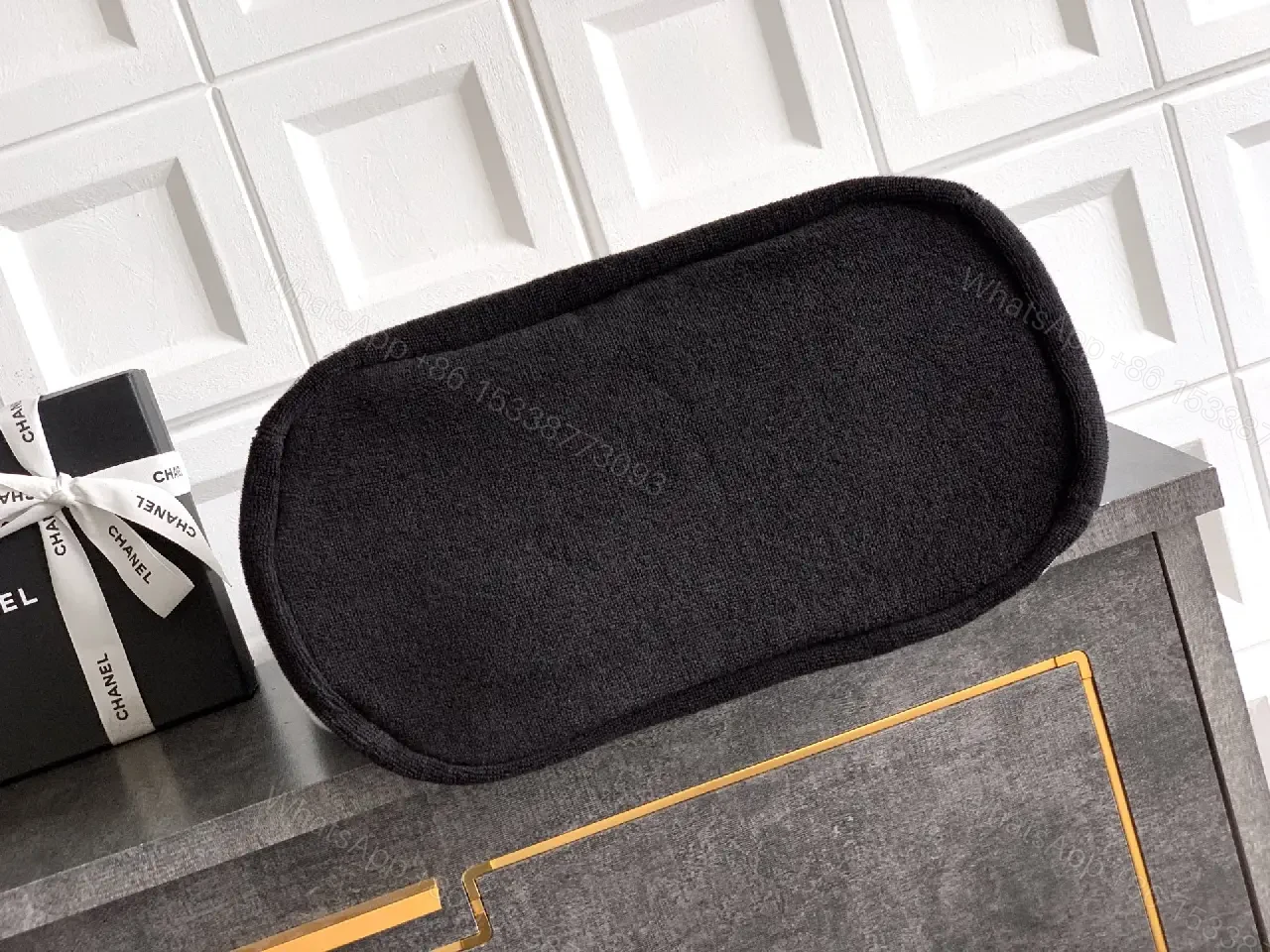 View 7 of Two-Tone Knit Slouchy Hobo Bag with Chanel-Inspired Logo