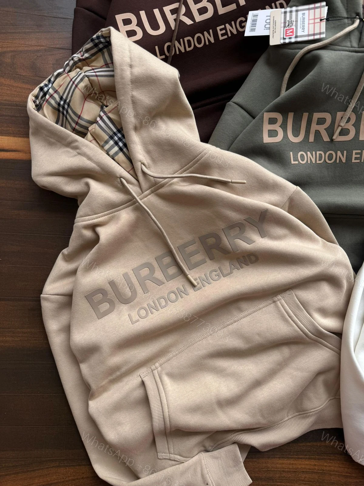 View 5 of FIRST COPY BURBERRY 3-THREAD COTTON FLEECE HOODIE