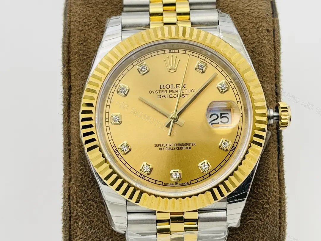 View 3 of Fake Rolex Datejust Champagne Diamond Best Jubilee Bracelet 41MM 126333-0010