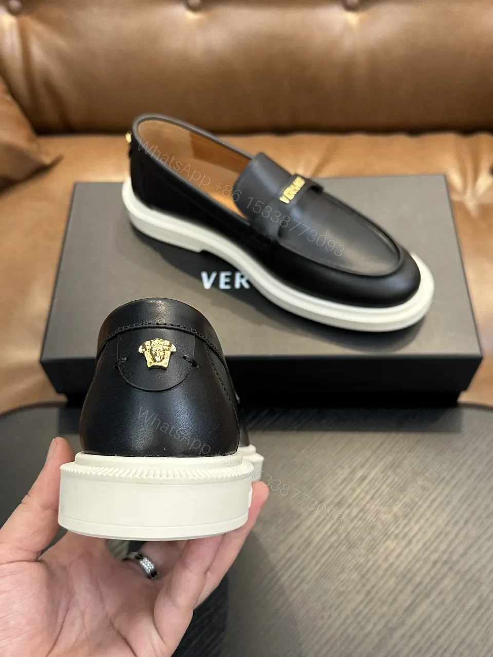 View 3 of Premium Leather Loafer with Versace Detailing - Modern Comfort Shoes