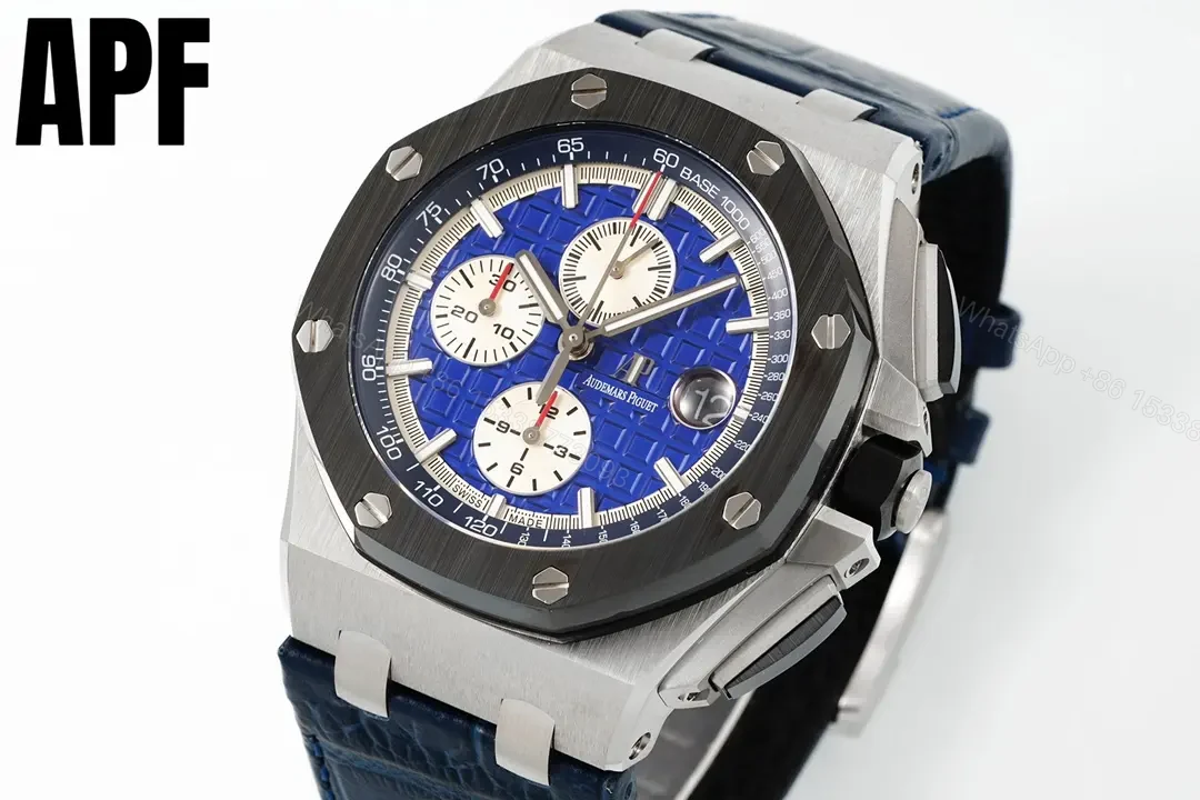 View 3 of BBR Factory Audemars Piguet Royal Oak Offshore 26470 Series 42mm Blue Dial Stainless Steel Watch with Blue Leather Strap