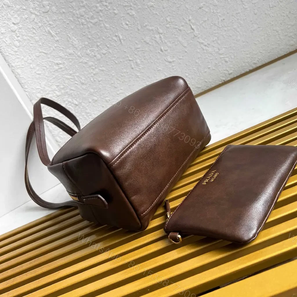 View 9 of Dark Brown Leather Dome Bag with Wallet—Prada Milano Style