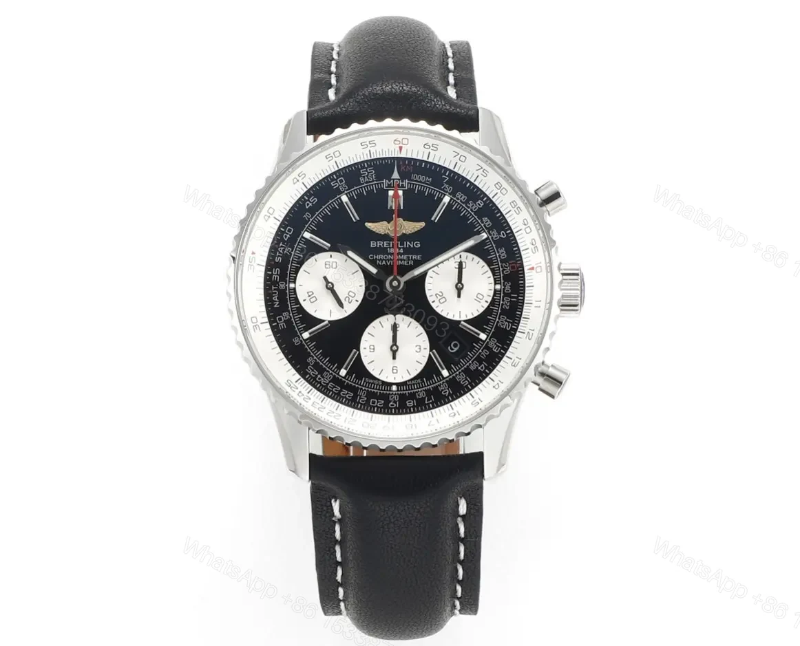 GF Factory Breitling Navitimer 1 B01 Chronograph 43mm Black Dial Leather Strap Watch – BLS V2 Upgrade Edition — view 1