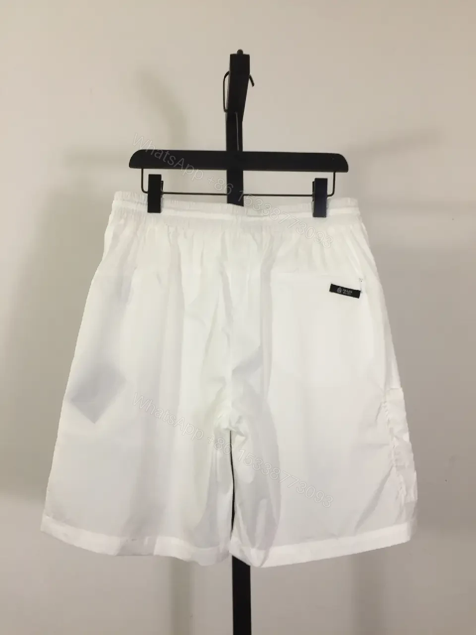 View 3 of White Linen Cargo Shorts, Drawstring, Zipper Pockets, Prada Style