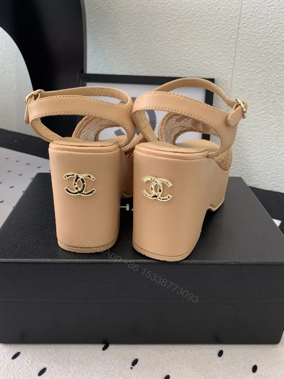 View 8 of Woven Nude Slingback Wedge Sandals – Luxe Comfort