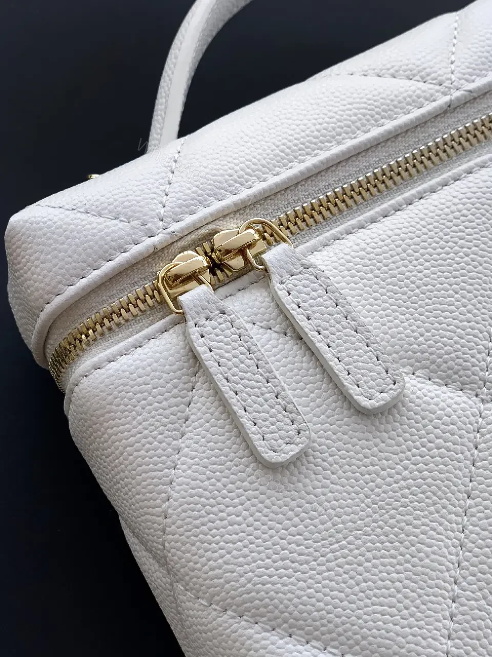 View 5 of White Quilted Mini Bag with Gold Hardware, Sleek Chic Carryall