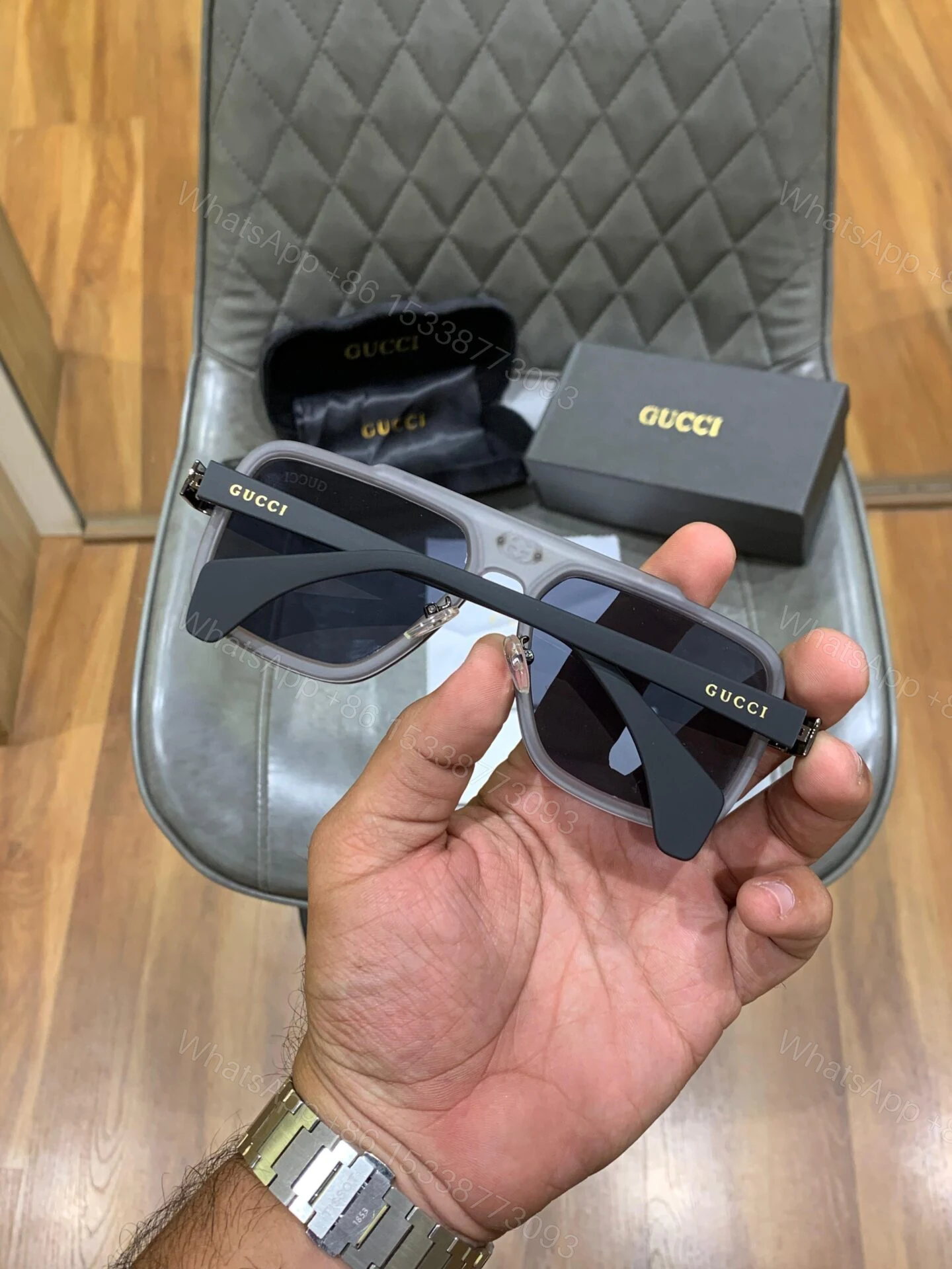 View 6 of Gucci Square Legend Black Acetate Sunglasses