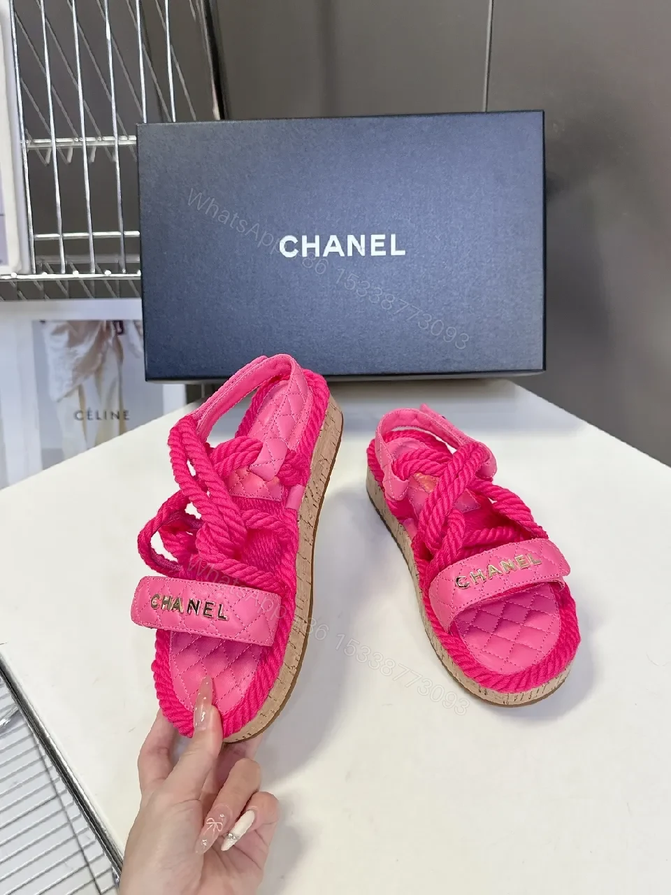 View 2 of Vibrant Pink Textured Slides – Quilted Comfort, Everyday Style