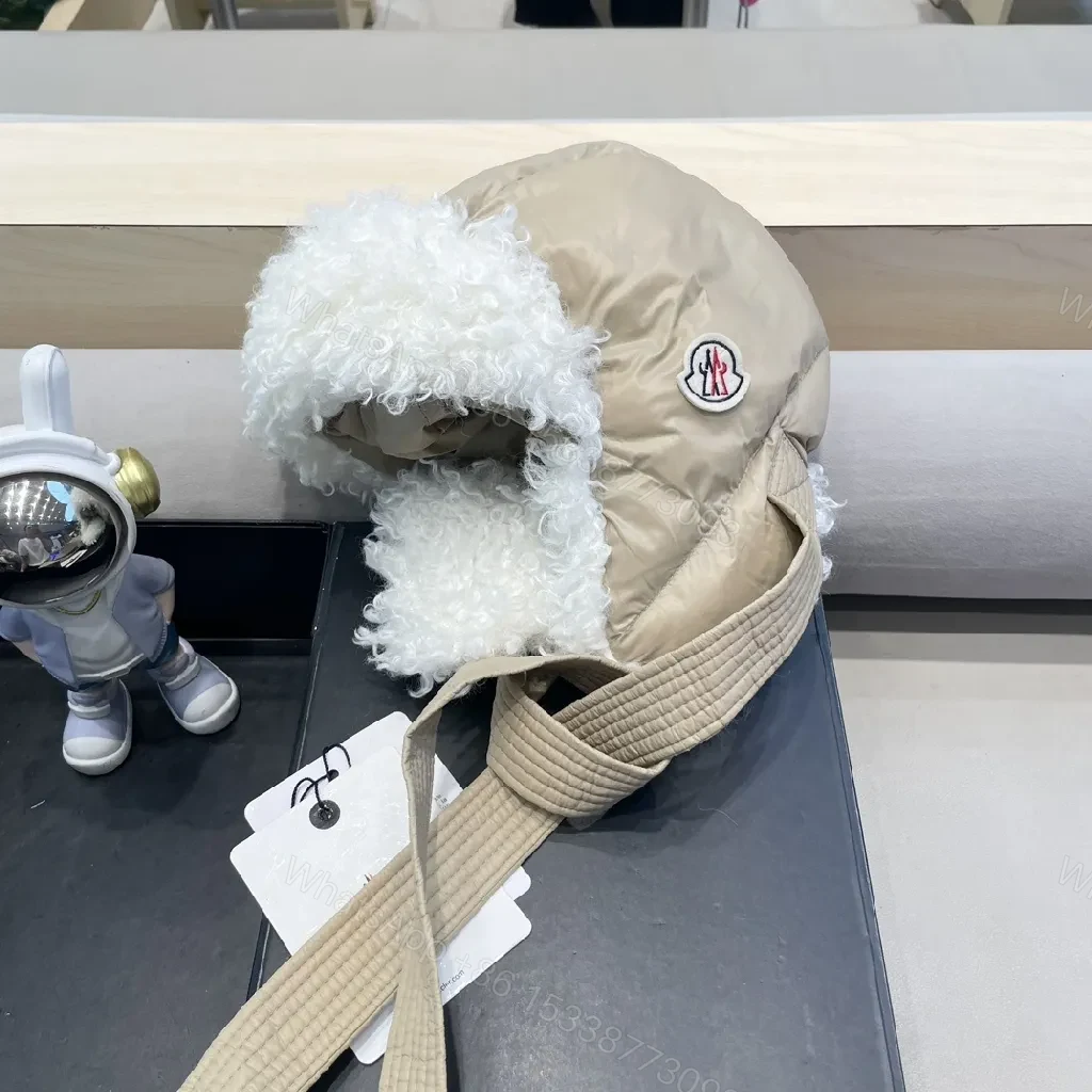 View 3 of Beige Padded Hat with Plush Lining – Luxury Cozy Detail