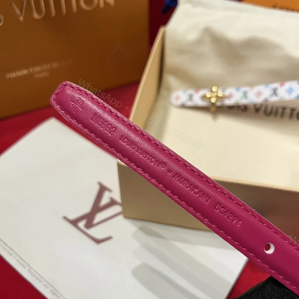 View 5 of Playful Multicolor LV-Inspired Belt with Floral Clasp